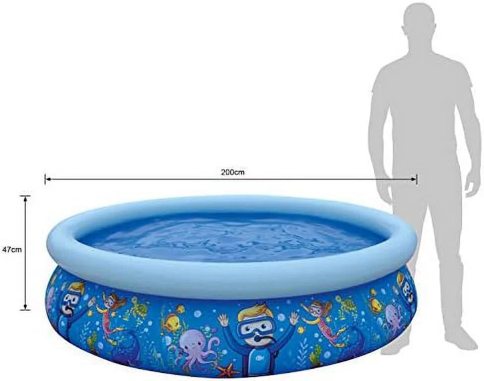 17788 sun club 6.75' x 18.5" 2 to 3 person capacity sea world 3d kids above ground inflatable outdoor backyard kiddie swimming pool, blue