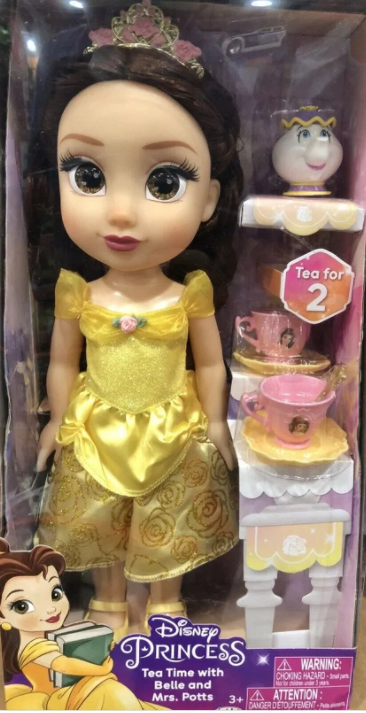 New Disney Princess Tea Time W Ith Belle & Mrs. Potts Doll Sizeet Nib