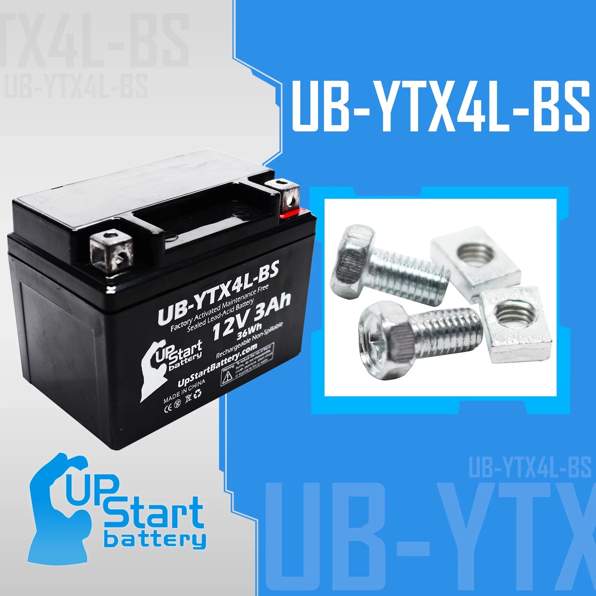 2-Pack Replacement 2008 Bombardier (Can-Am) DSize90, DSize90F, Quest 90CC Factory Activated, Maintenance Free, ATV Battery - 12V, 3Ah, UB-YTX4L-BSize