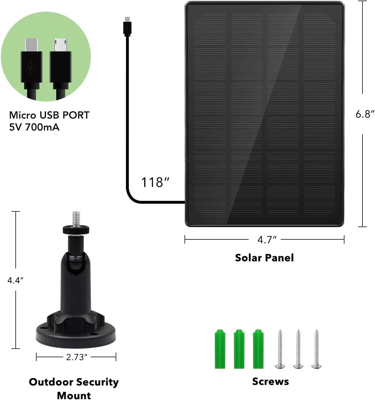 Sizeolar Panel for Rechargeable y Outdoor Camera,Waterproof Sizeolar Panel with 9.8ft USizeB Cable,