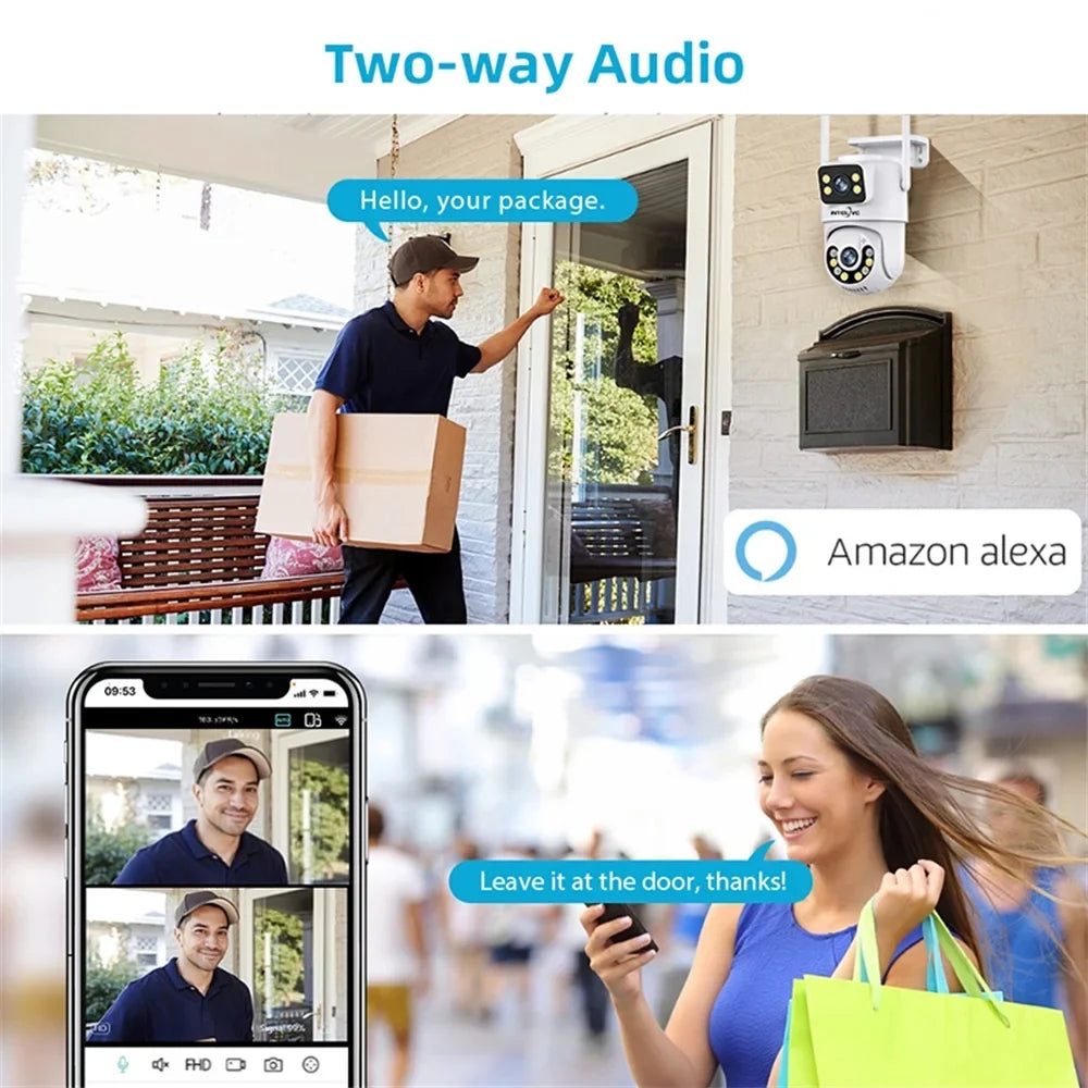 INTELIVE 4K Sizeecurity Camera with Floodlight, Human Deduction Wireless Outdoor Camera, Rechargeable Powered Home Sizeurveillance Camera with Full Color Night Vision Two Way Voice