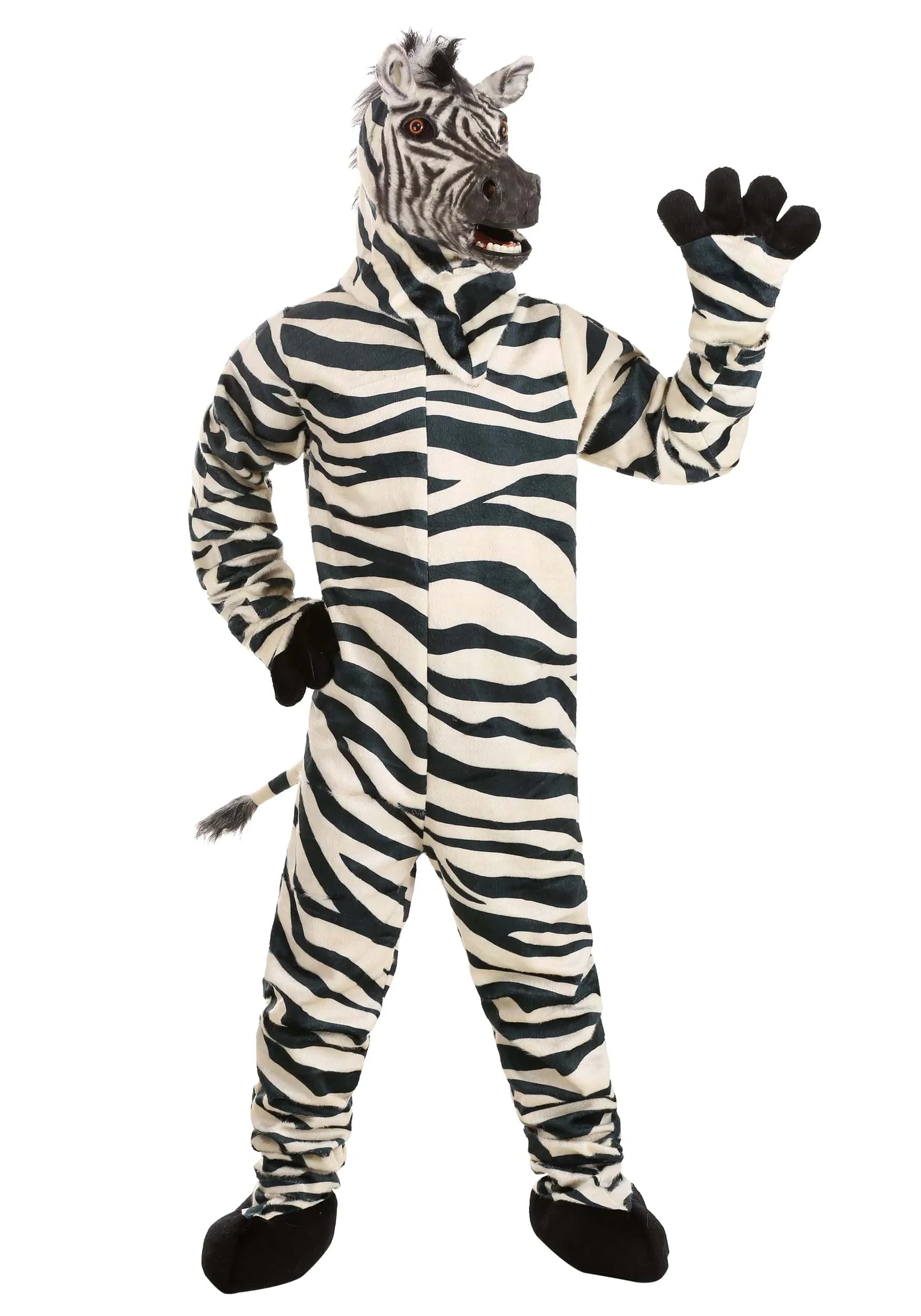 Adult Zebra Sizeuit with Mouth Mover Mask