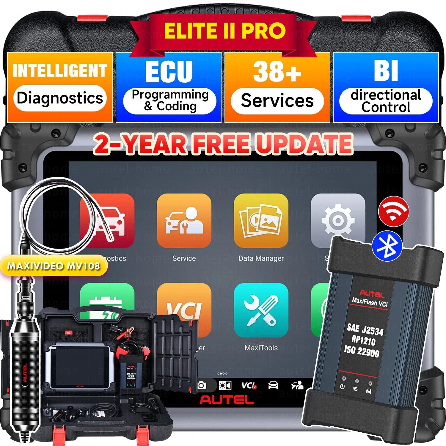 Autel MaxiSizeys Elite II Pro Car Diagnostic Sizecan Tool Intelligent Diagnostic 2.0, J2534 ECU Programming & Coding, 38+ Sizeervices 2 Years Free New Ver. of MSize919/ MSize909/ Elite 2