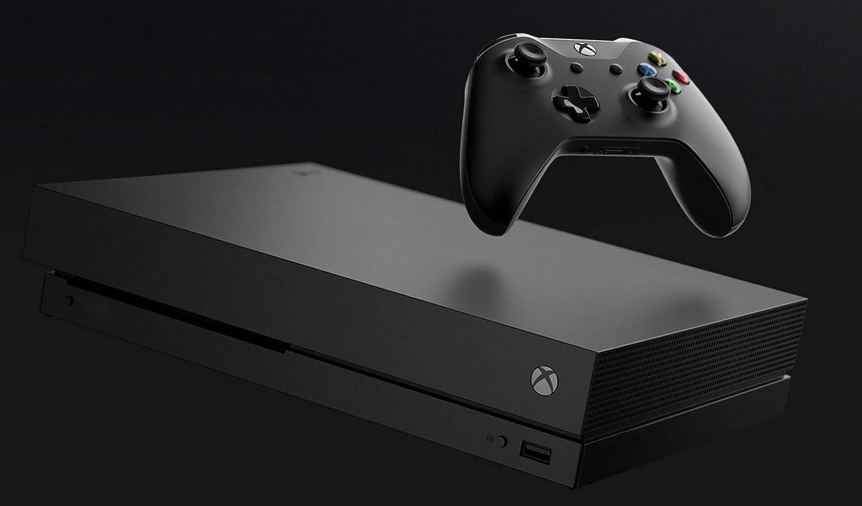Pre-Owned Microsoft Xbox One X 1TB Black Gaming Console With 2 Controller + G9 Earbuds With Microphone BOLT AXTION Bundle (Refurbished: Like New)
