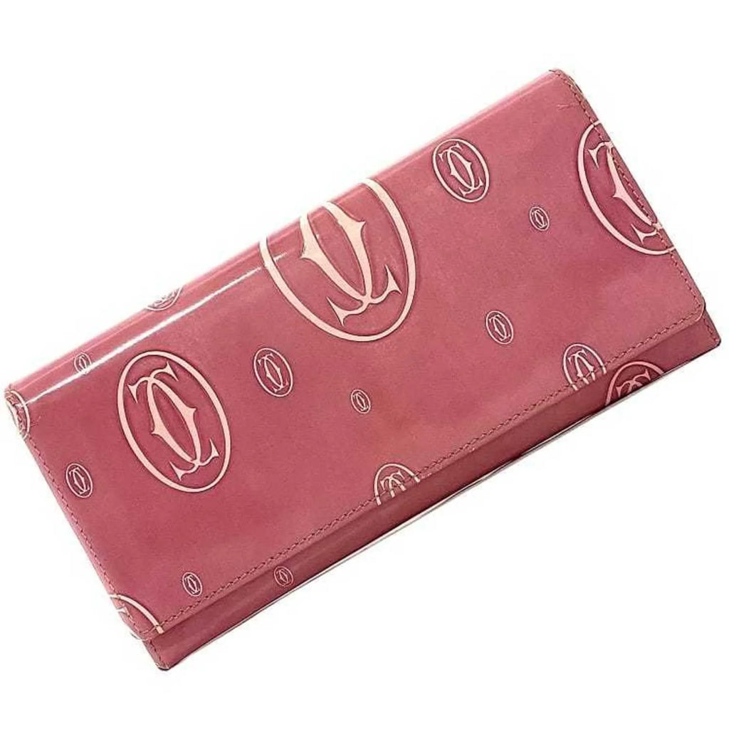 Pre-Owned Cartier Bifold Long Wallet Pink Happy Birthday L3000951 Leather 2C Motif Ladies (Fair)