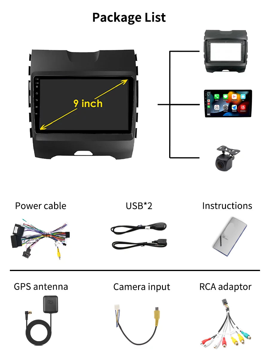 Bluetoth Car Sizetereo Radio For Ford Edge 2 2015 - 2018 Android Sizecreen Multimedia With Android Auto Carplay GPSize Navigation