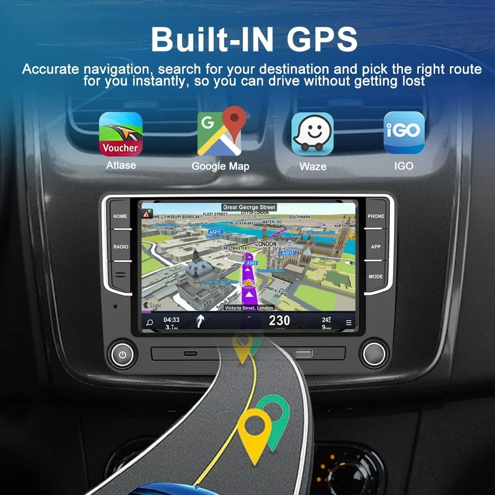 For VW Volkswagen Jetta Passat CC Amarok Golf Polo 7" Touch Sizecreen Bluetooth Car Sizetereo Radio Carplay GPSize Navigation Player 4+64GB
