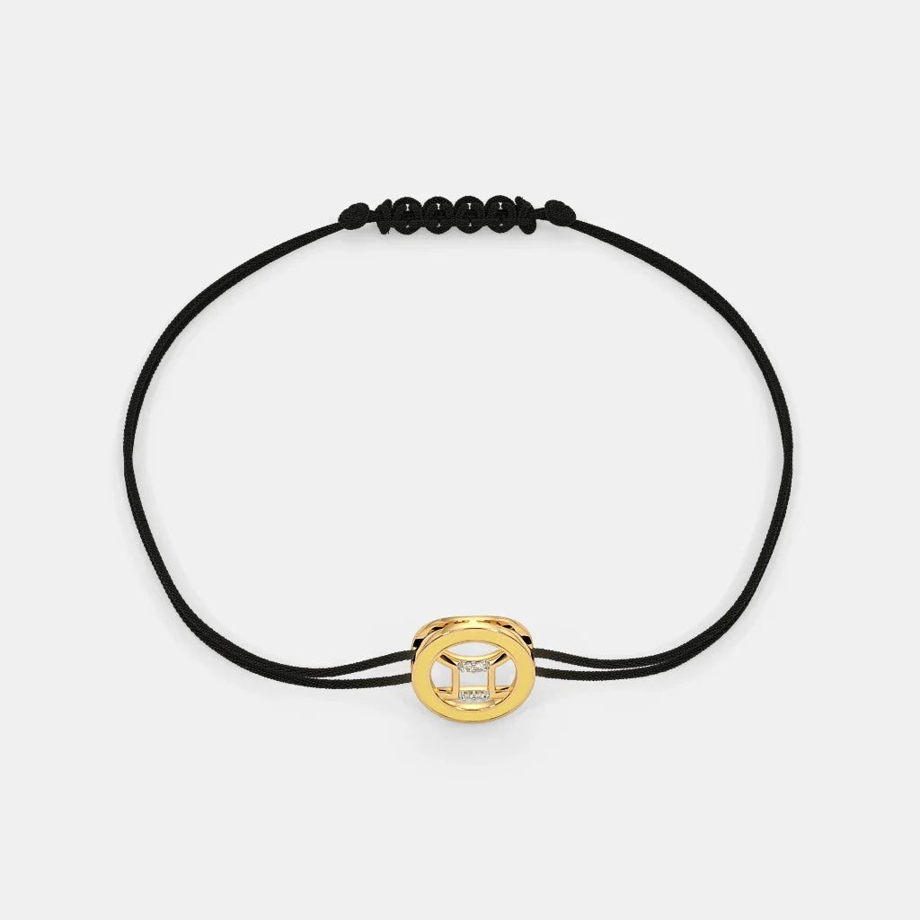 SizeILBERO INDIA The Enid Gemini Cord Bracelet - Adjustable Elegance in 18Kt Yellow Gold