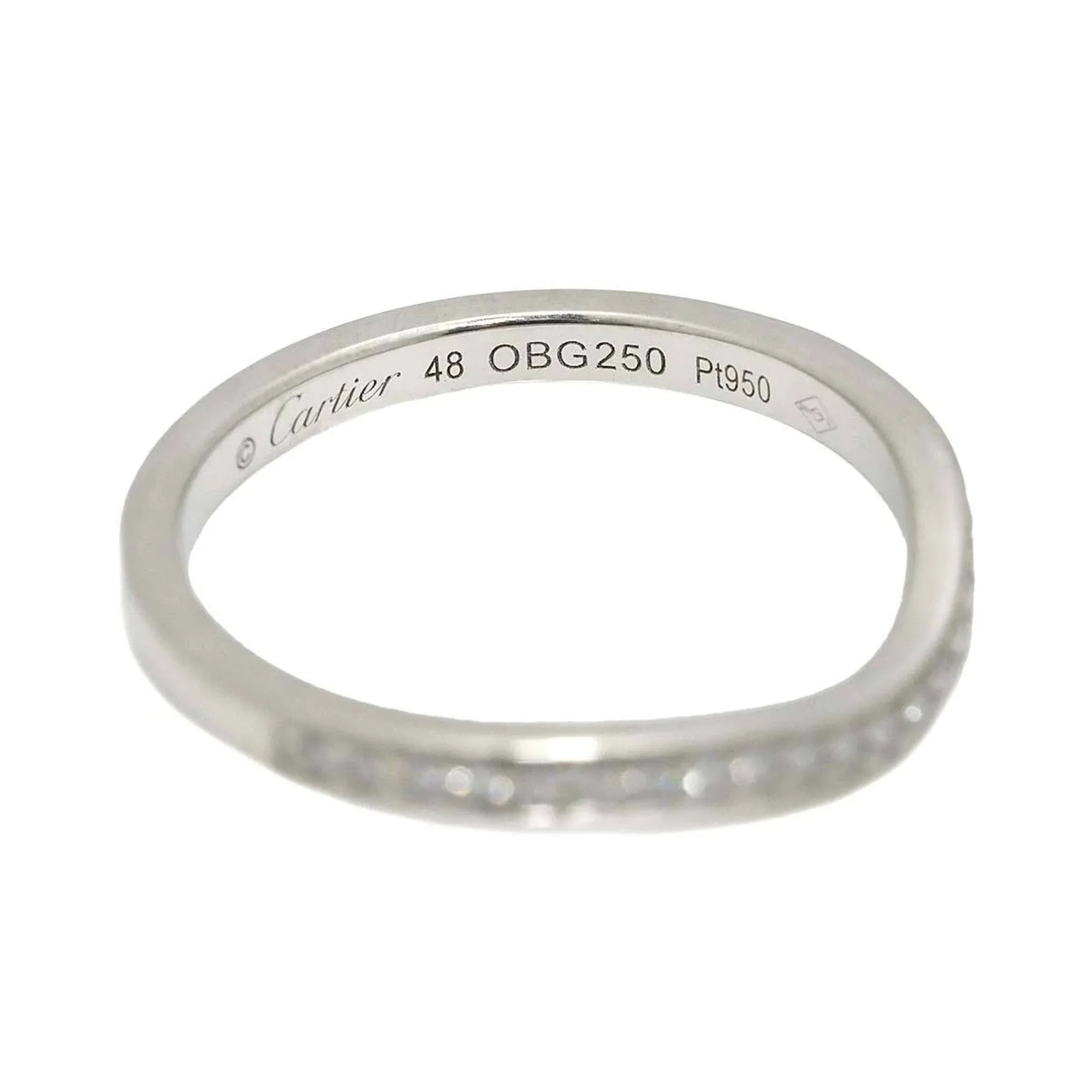 Pre-Owned Cartier Ballerina Curve #48 Ring Half Diamond Pt Platinum Ballerine (Good)