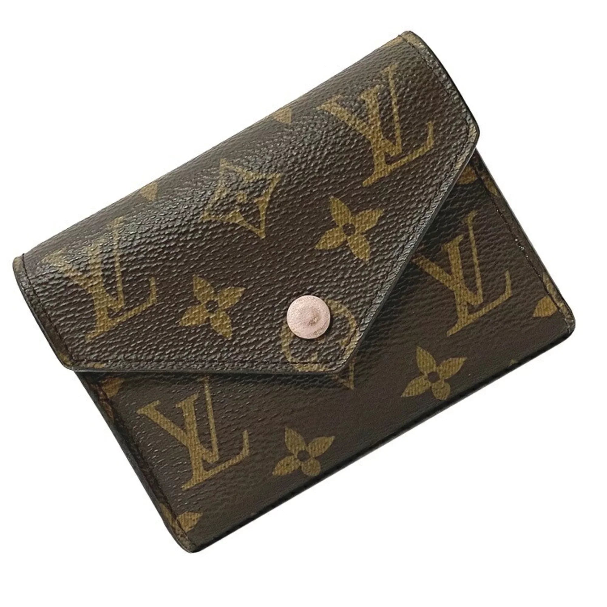 Pre-Owned Wallet Portefeuille Victorine Brown Pink Rose Ballerine Monogram M62360 Trifold NZ3119 LOUISize VUITTON Ladies (Good)