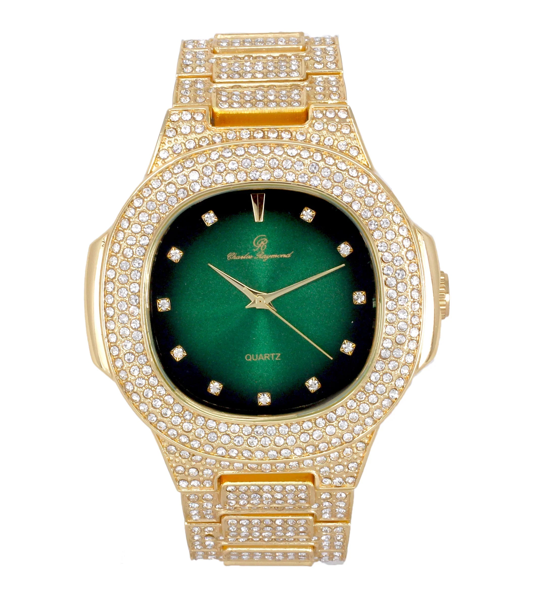 Bling-ed Out Cuban Bracelet with Oblong Iced Look Hip Hop Watch - SizeT10235 DX CB
