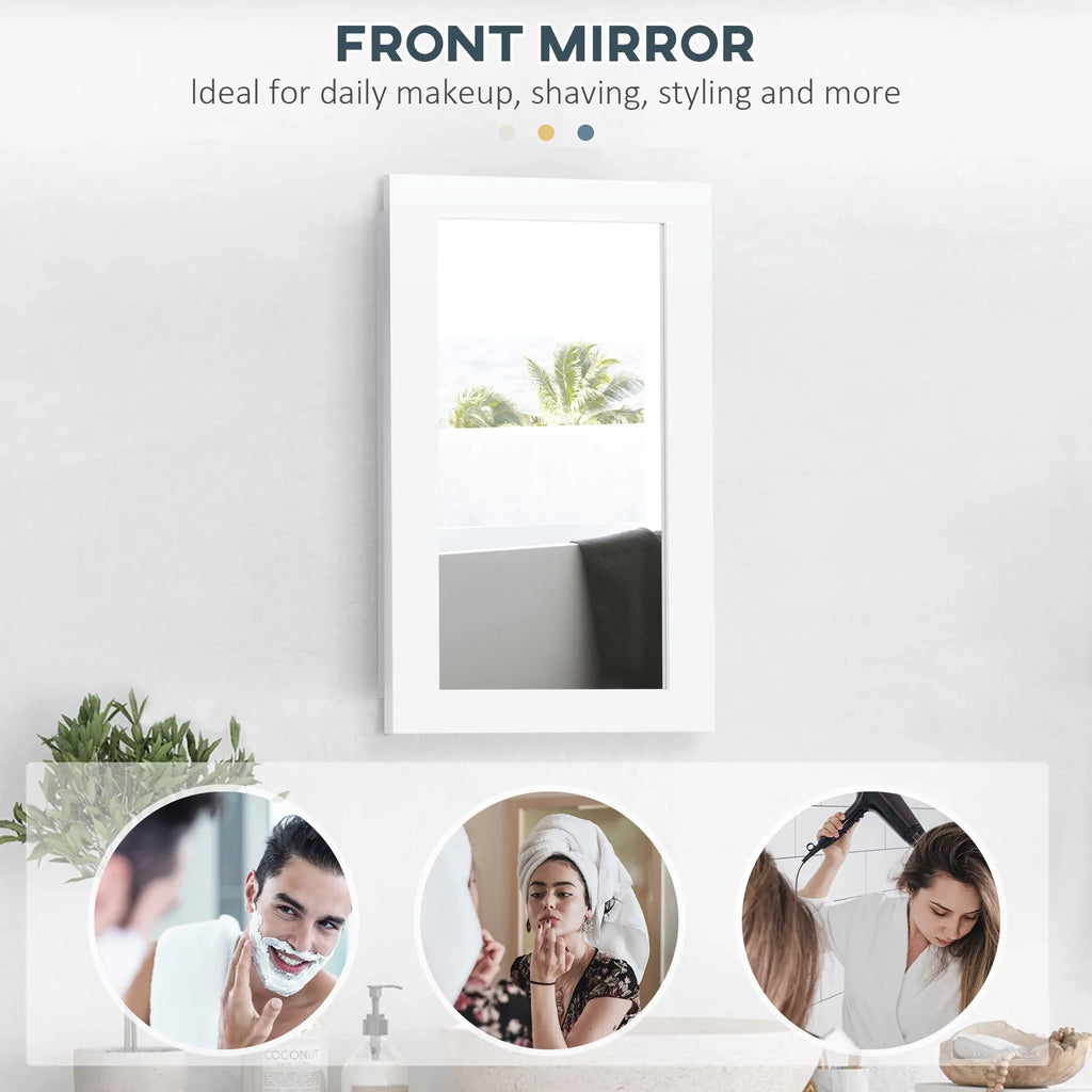 kleankin Bathroom Medicine Cabinet, Wall Mounted Mirror Cabinet, Ivory