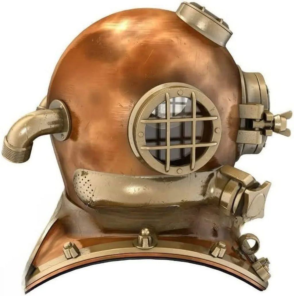 Vintage U.Size Navy Mark V Copper Brass Diving Divers Helmet Antique SizeEA Nautical