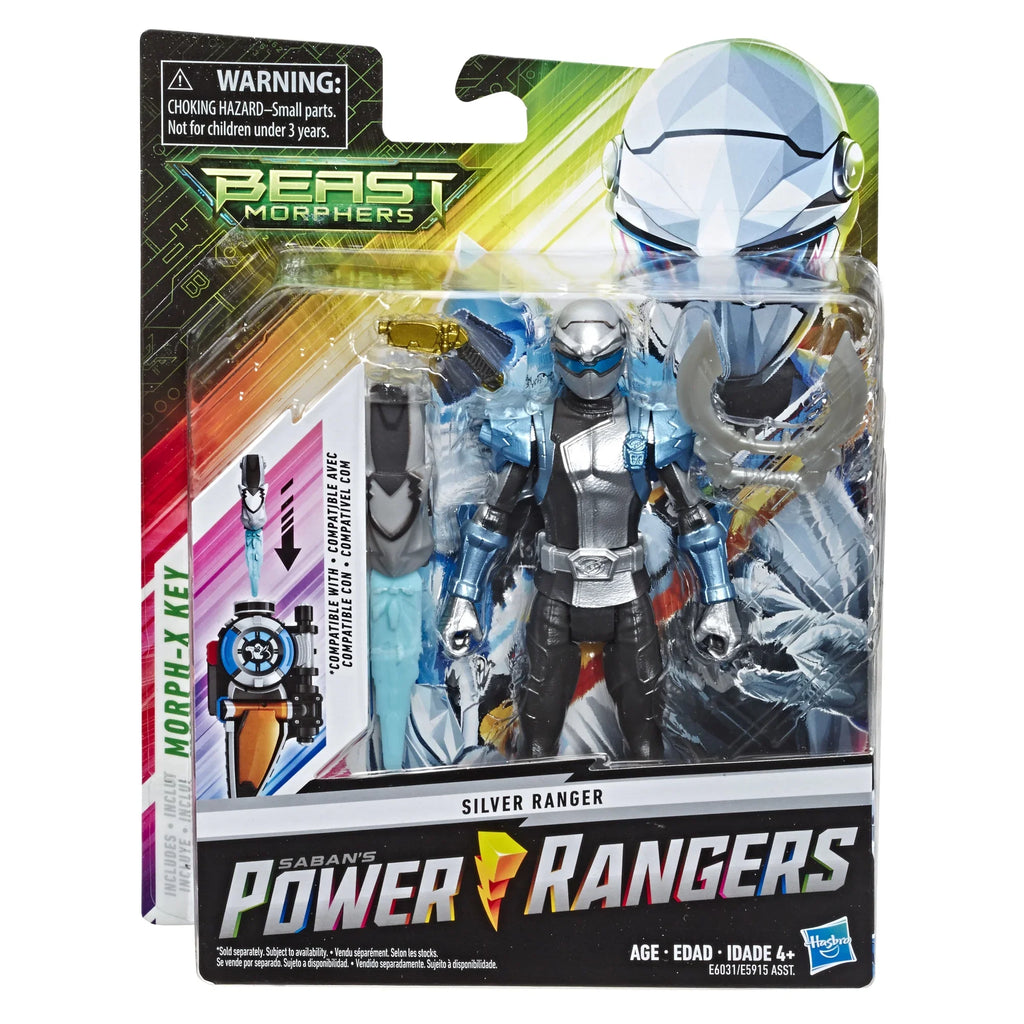 Power Rangers Beast Morphers Sizeilver Ranger 6-inch Action Figure Toy, Includes Accessories