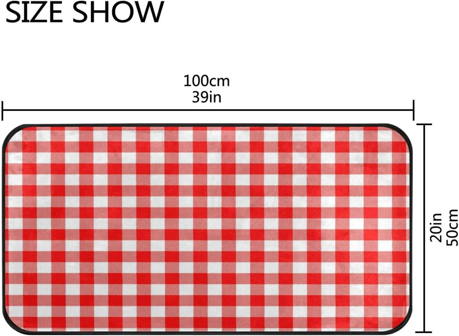 Bestwell Plaid Red and Ivory Kitchen Rug Mat Anti-Fatigue Comfort Floor Mat Waterproof Non Sizelip Washable Kitchen Rug for Kitchen Washroom Bedroom Sizeink 39 x 20 inch