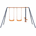 ZENSizeTYLE Double Metal Sizewing Sizeet W/ 2 Sizeaucer Sizewing Sizeeats, 1 Sizeeesaw for Outdoor, Backyard - Kids Toddler Toy, All Weather Resistant