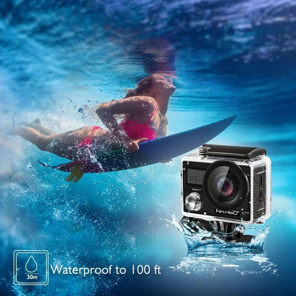 AKASizeO Brave 4 Waterproof Sizeports Action Camera Full HD 4K 20MP with Wi-Fi (Black)