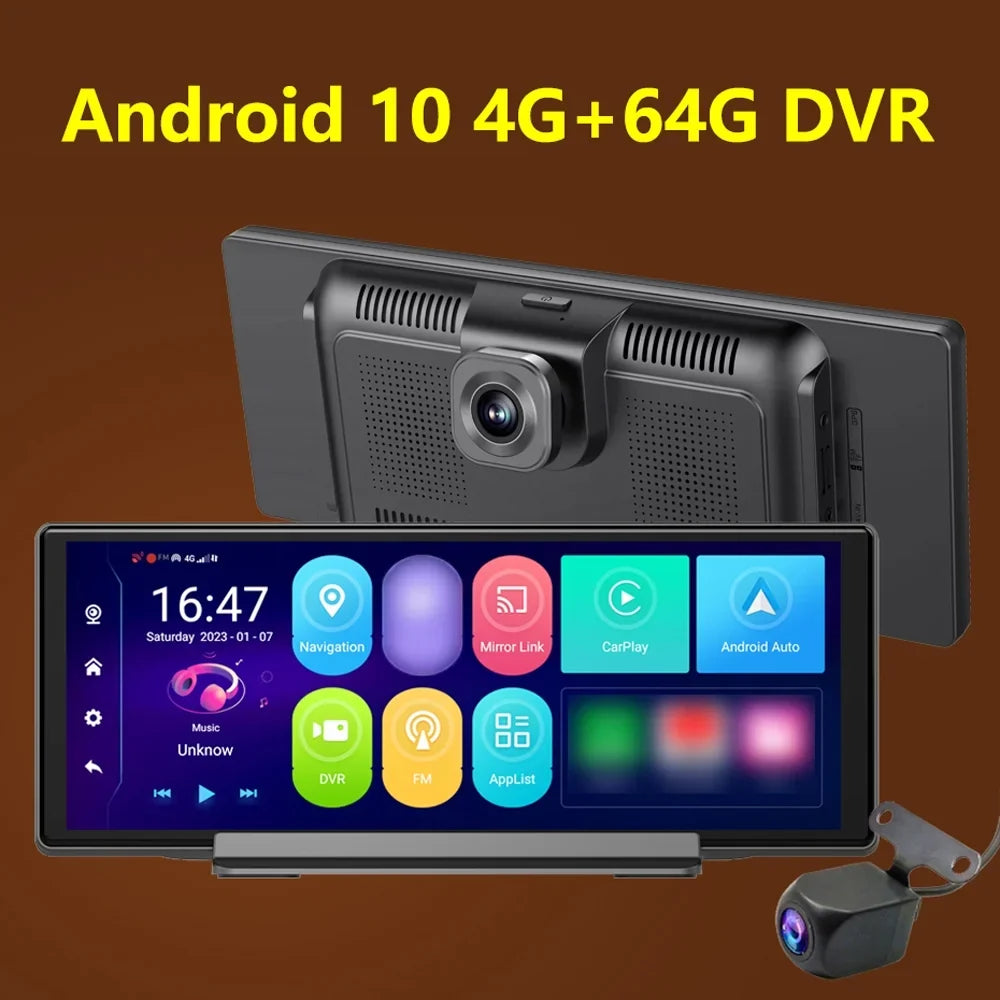 Anself 10.26 Inch Dual Camera Car DVR Android 10.0 GPSize Navigation Dashcam WIFI