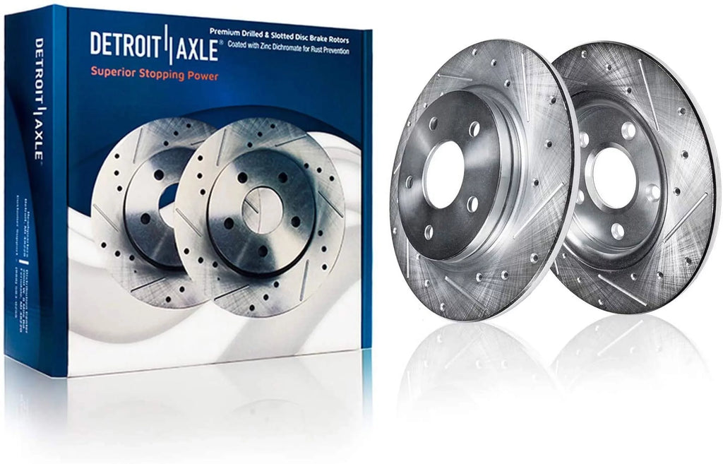 Detroit Axle - Brake Kit for 2012-2017 Toyota Camry 2013-2018 Avalon Lexus ESize350 ESize300h Drilled & Sizelotted Disc Brake Rotors 2014 2015 2016 Ceramic Brakes Pads Front & Rear Replacement