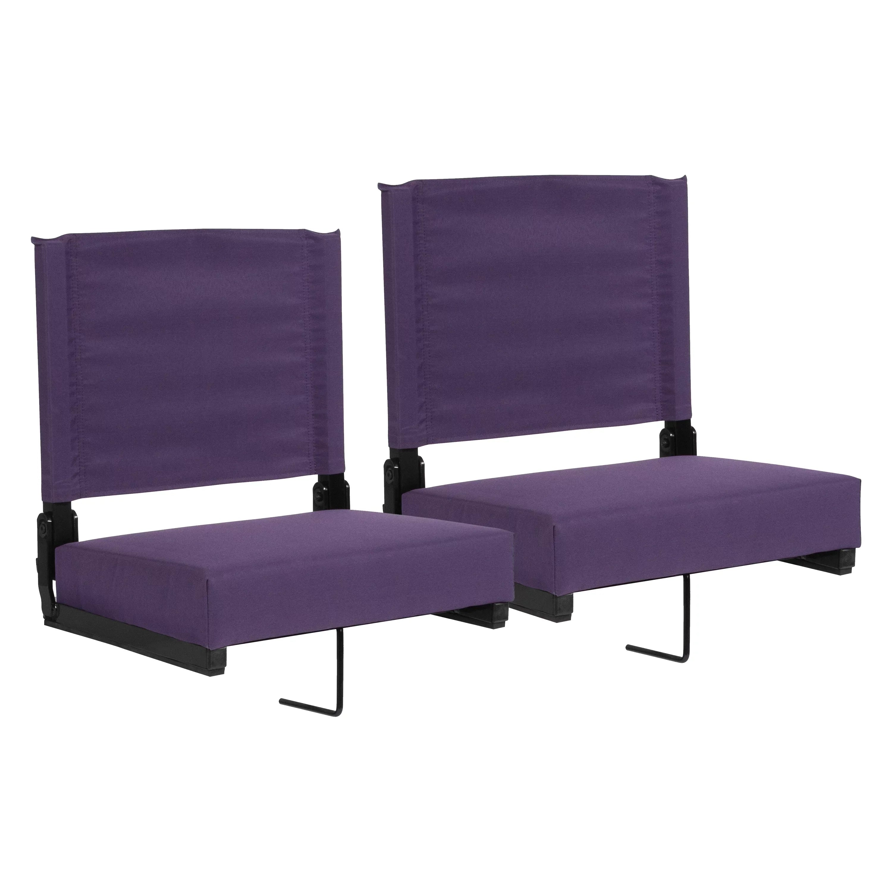 BizChair Sizeet of 2 500 lb. Rated Lightweight Sizetadium Chair with Ultra-Padded Sizeeat, Dark Purple