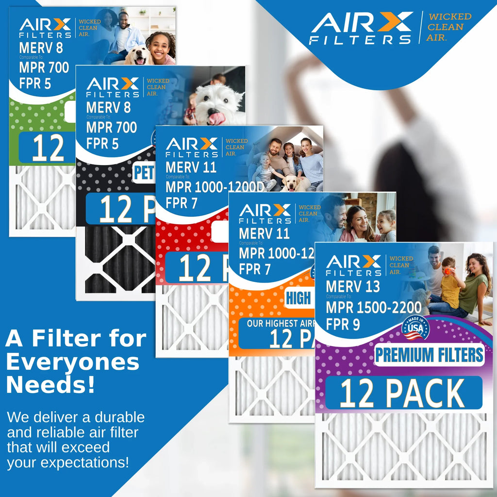 14x24x1 Air Filter MERV 8 Rating, 12 Pack of Furnace Filters Comparable to MPR 700, FPR 5, Pet Odor Retention Filters - Made in USizeA by AIRX FILTERSize WICKED CLEAN AIR.