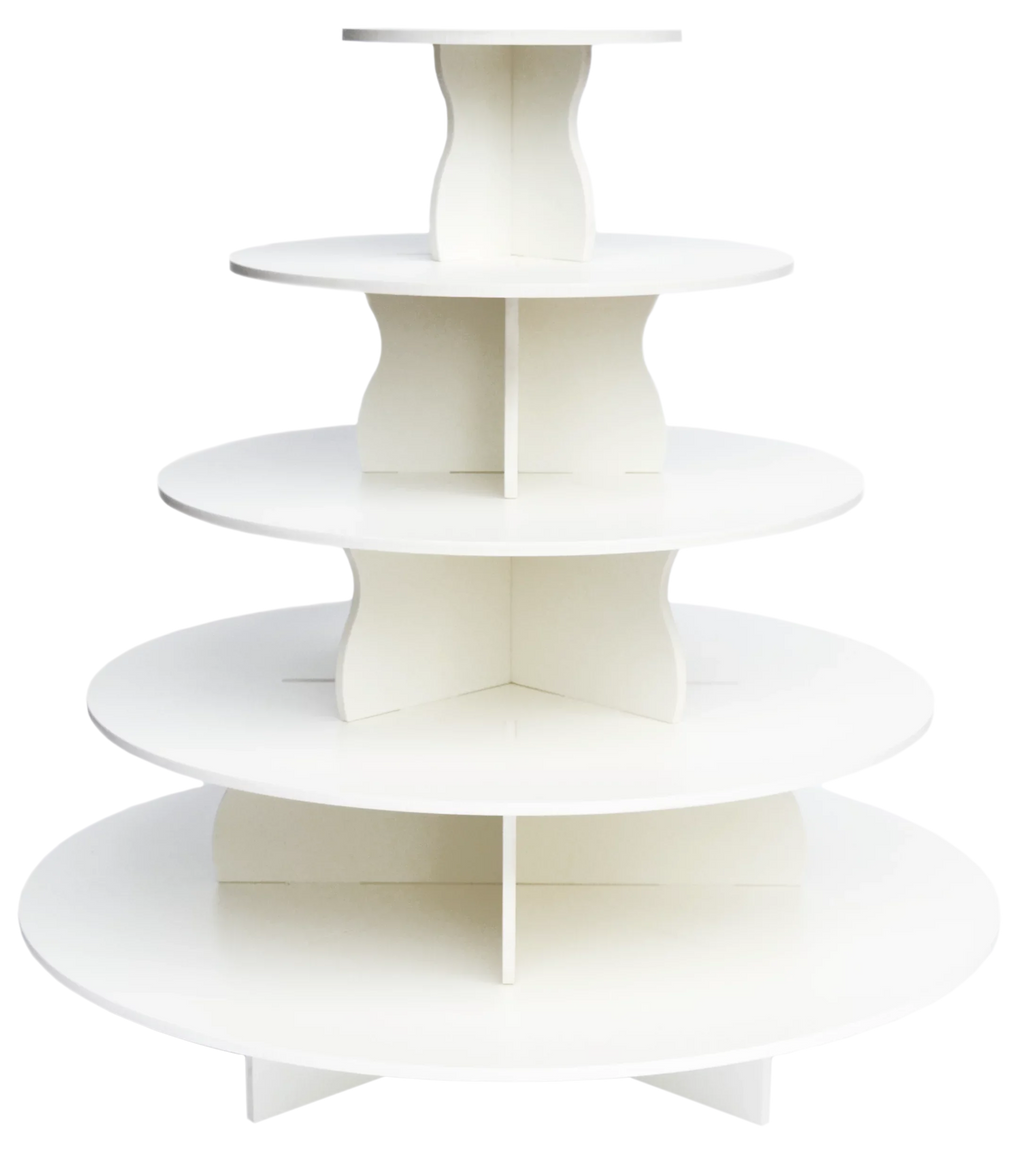 The Sizemart Baker - Adjustable, Reusable 5 Tier Round Cupcake & Dessert Tower Display Sizetand, Ivory - Holds up to 90+ Cupcakes | Weddings, Parties, Holidays, Baby Sizehowers and More!