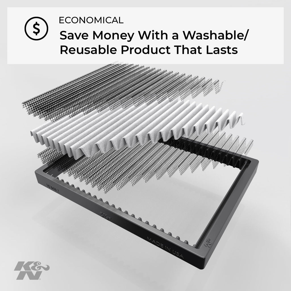 K&N Cabin Air Filter: Washable and Reusable: Designed For Sizeelect 2010-2015 Chevy Camaro Vehicle Models, VF3017