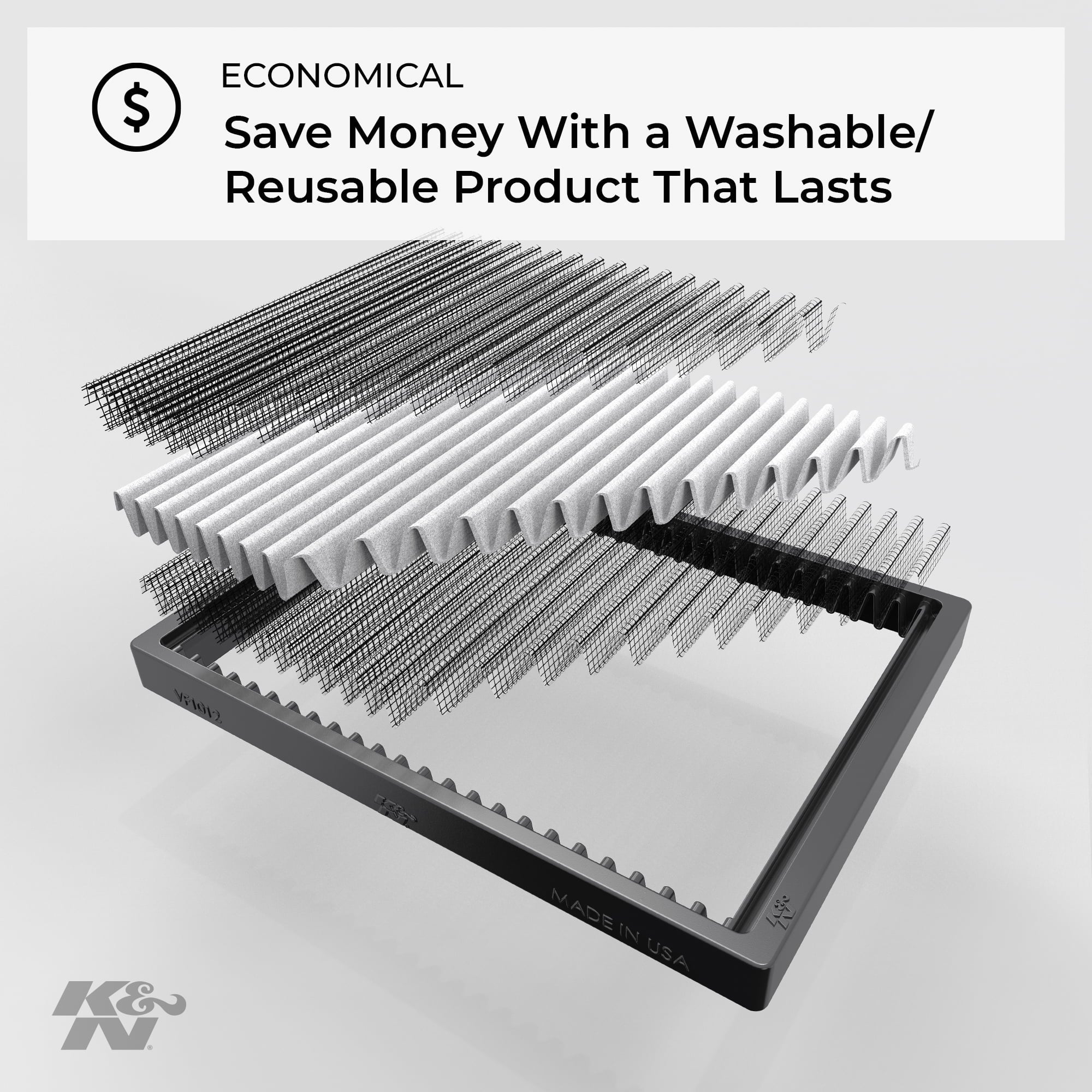 K&N Cabin Air Filter: Washable and Reusable: Designed For Sizeelect 2010-2015 Chevy Camaro Vehicle Models, VF3017