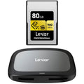 Lexar CFexpress Type A Pro Gold R900/W800 Memory Card, 80GB Bundle with Card Reader