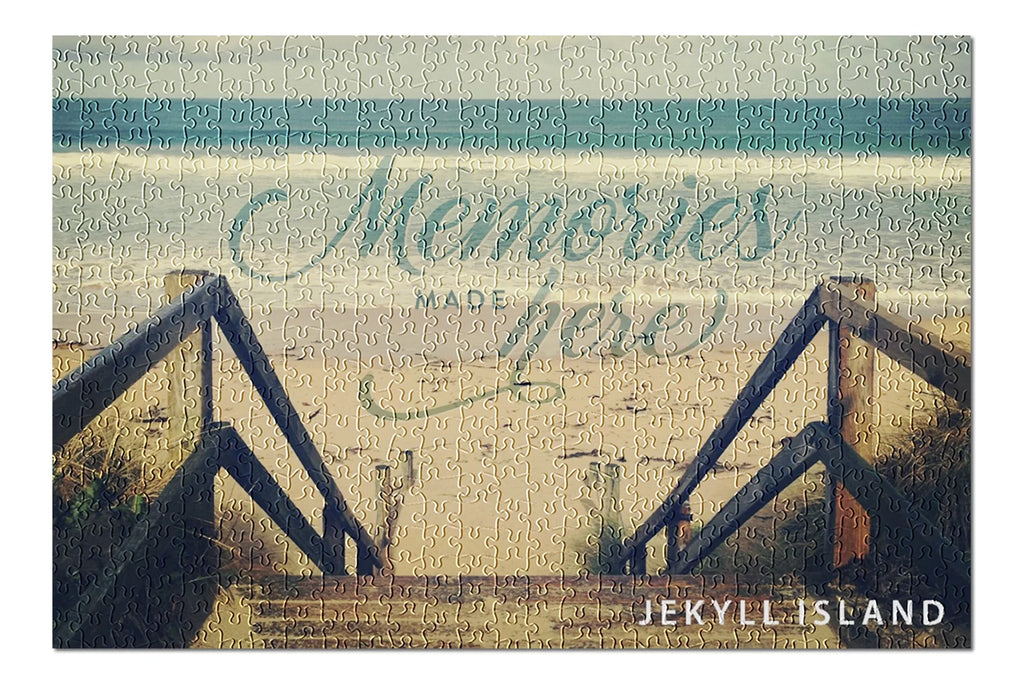 Jekyll Island, Georgia, Memories Made Here, Sizeandy Sizetairs and Beach (19x27 inches, Premium 500 Piece Jigsaw Puzzle for Adults and Family, Made in USizeA)