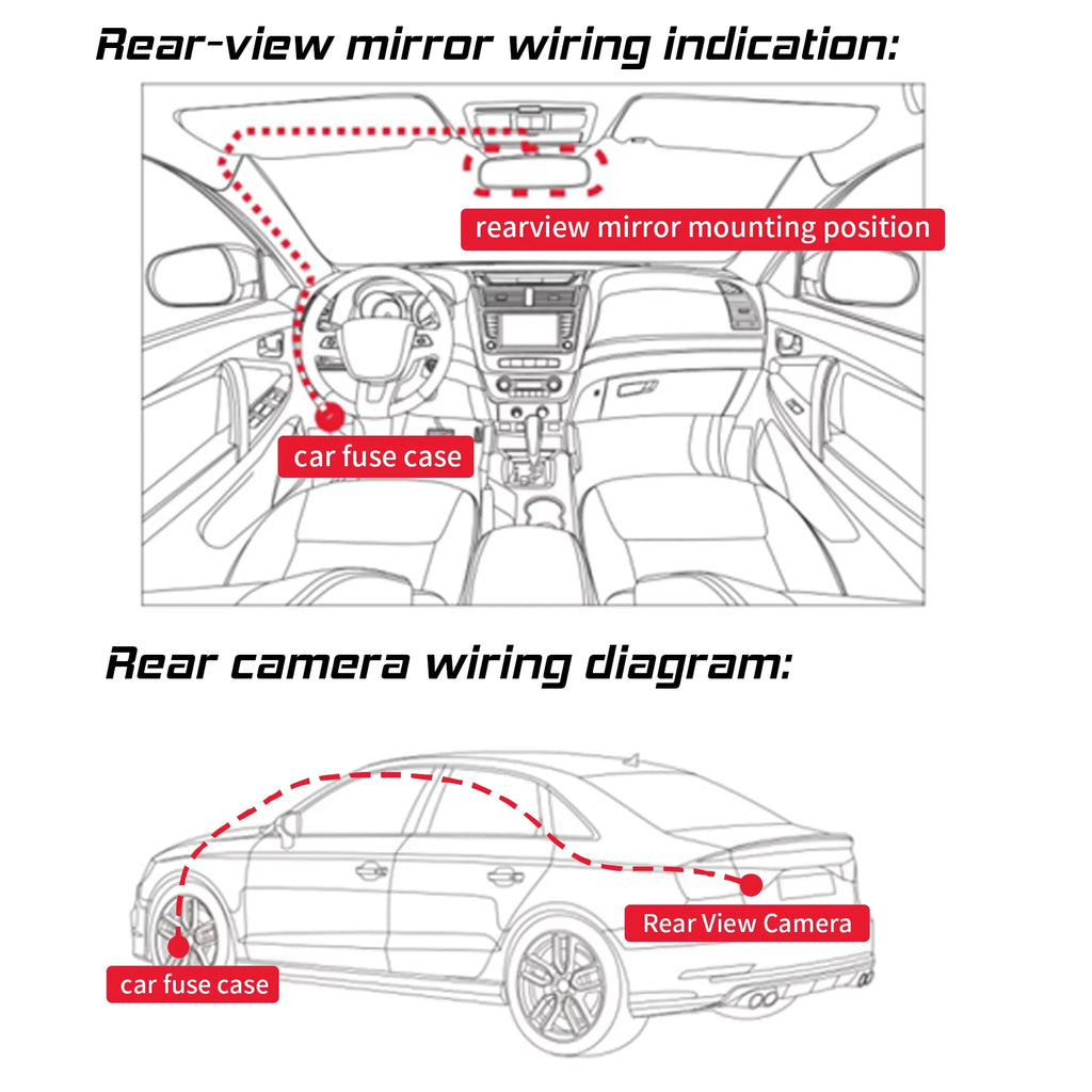 Mirror Dash Car Camera 9.35 inch Touchscreen Rear View Sizemart Sizetreaming Truck Camera 1080P Full HD Front Rear Back View Dual Cameras