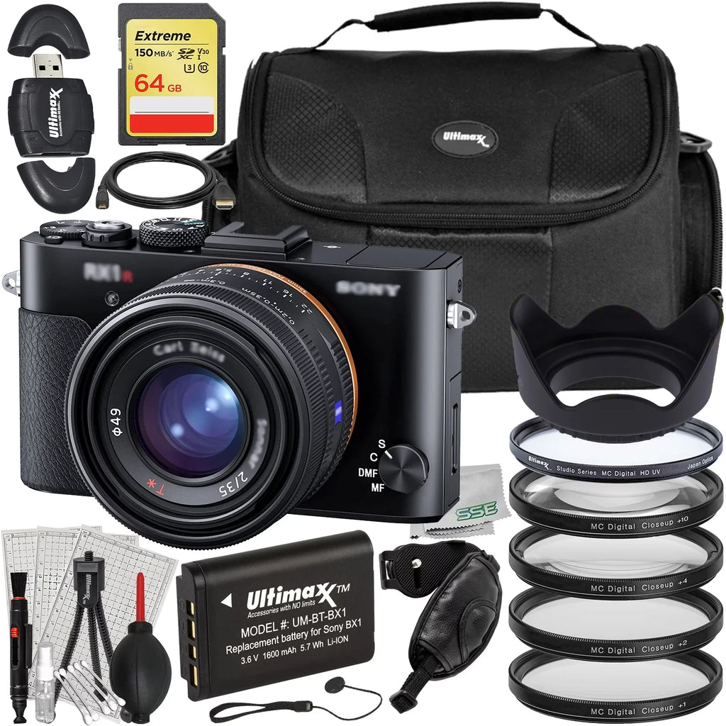 Ultimaxx Advanced Sizeony Cyber-shot DSizeC-RX1R II Digital Camera Bundle - Includes: 64GB Extreme Memory Card, 1x Replacement Battery & Much More (28pc Bundle)