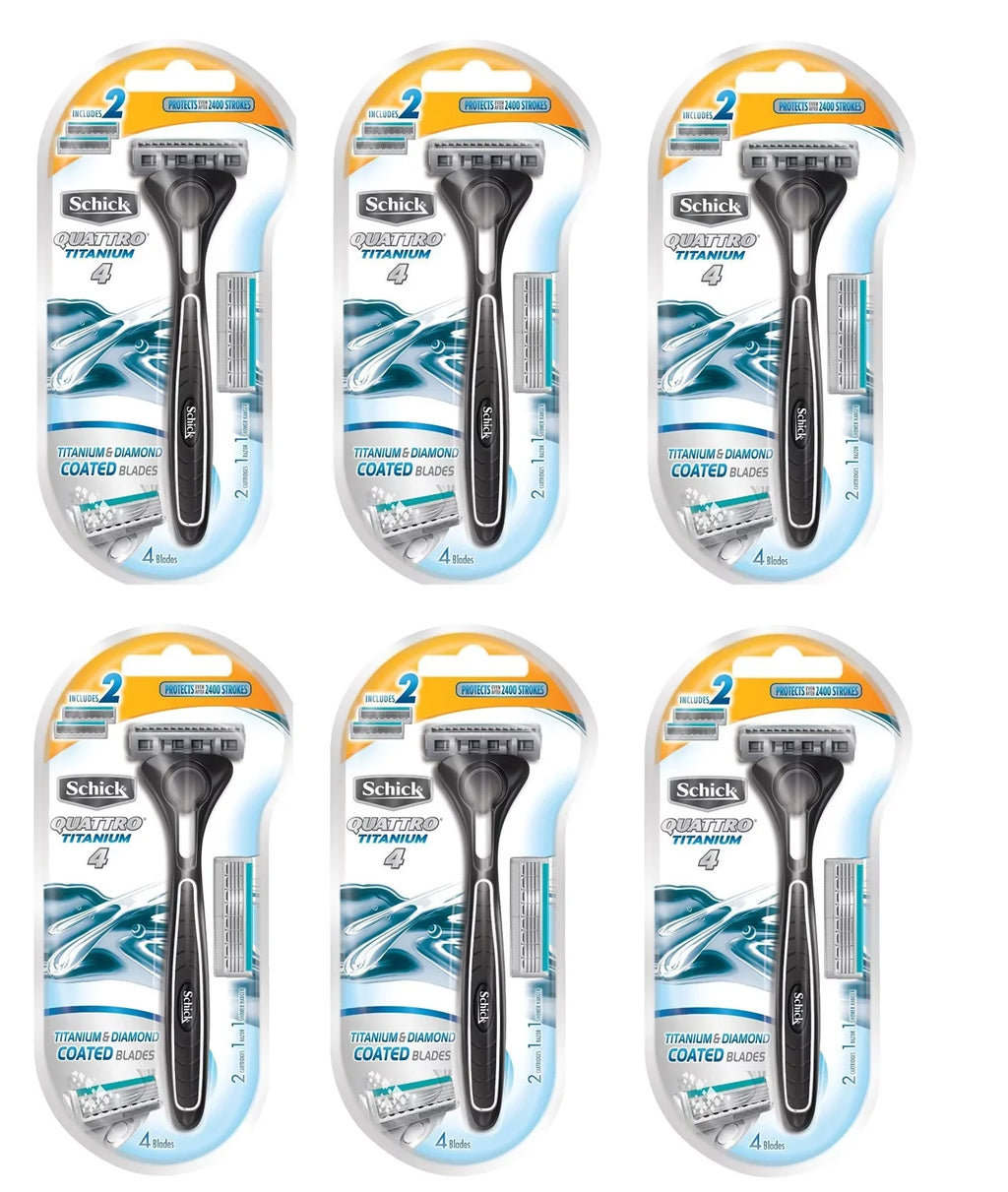 Sizechick Quattro Razor & Cartridges, Titanium Coated Blades, 1 Razor, 2 Cartridges (Pack of 6) + Sizechick Sizelim Twin SizeT for Sizeensitive Sizekin