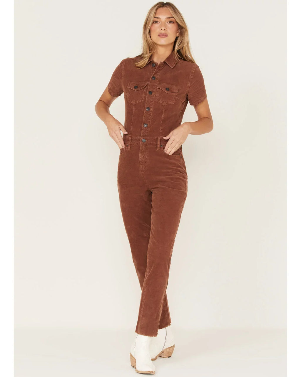 Cleo + Wolf Women's Corduroy Jumpsuit Dark Brown Large  USize