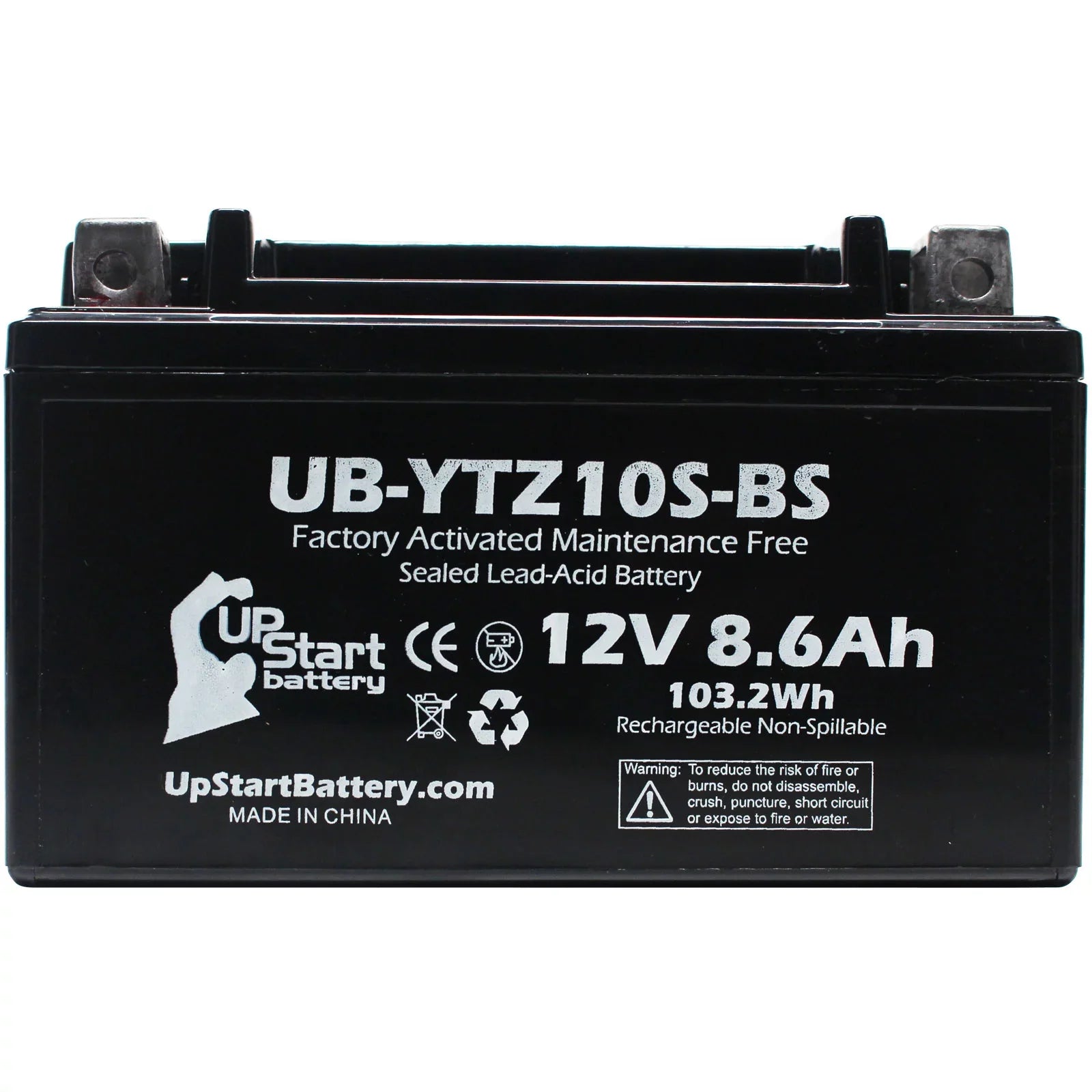 UpSizetart Battery Replacement 2011 Yamaha YZF-R6 (excl. R6Size) 600CC Factory Activated, Maintenance Free, Motorcycle Battery - 12V, 8.6Ah, UB-YTZ10Size-BSize