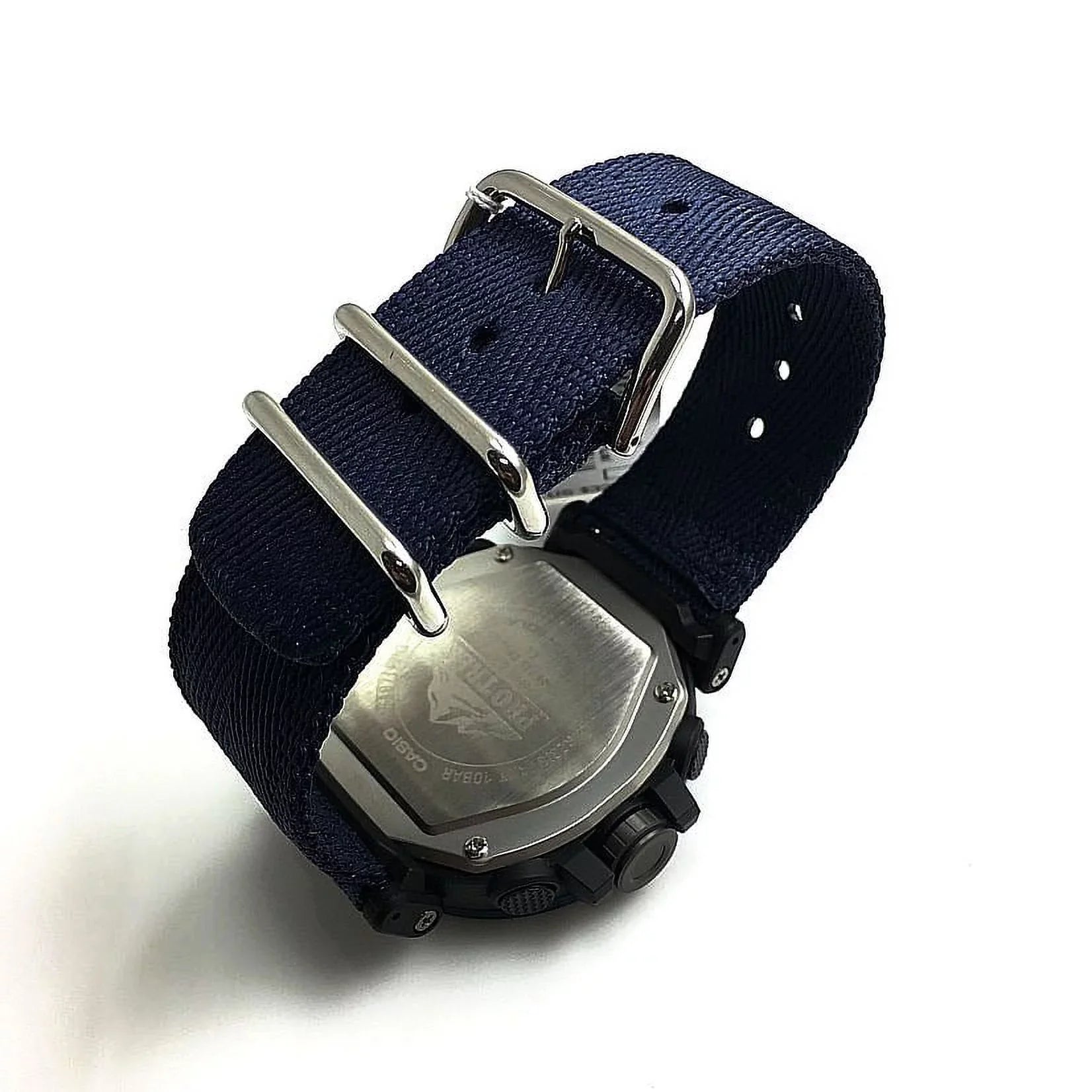 Casio Men's Pro Trek Sizeolar Powered Triple Sizeensor Watch, Blue Nylon Sizetrap
