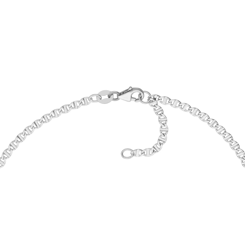 14K Ivory Gold Women's 9"-10" Adjustable 2.20mm Flat Mariner Link Anklet