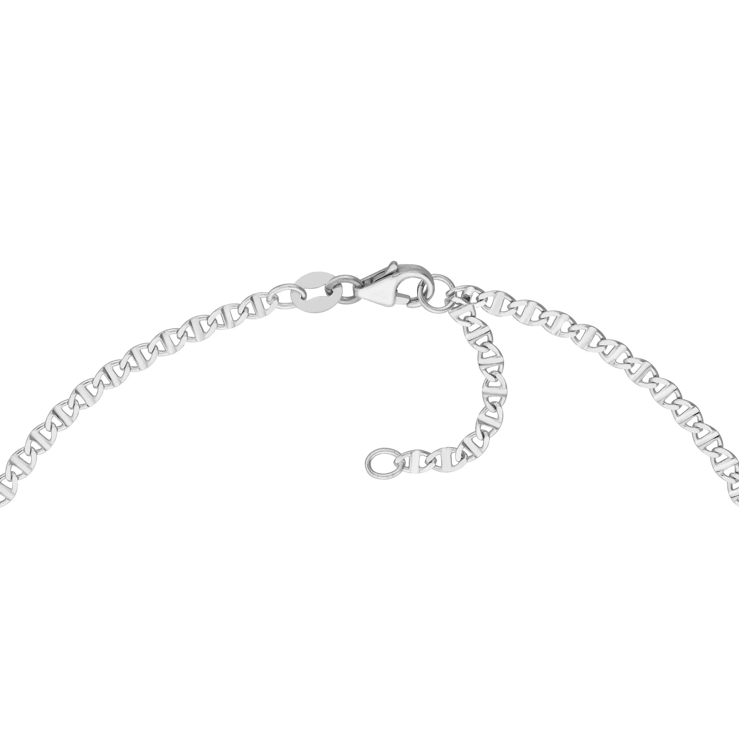 14K Ivory Gold Women's 9"-10" Adjustable 2.20mm Flat Mariner Link Anklet