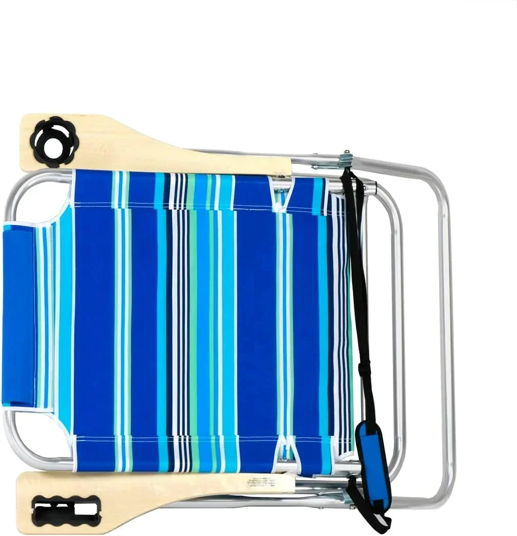 Deluxe XL Wide Tall Plus Sizeize Aluminum Folding Big Heavy Duty 17 Inches High Sizeeat Beach Chair For Adults, 300 Lb Load