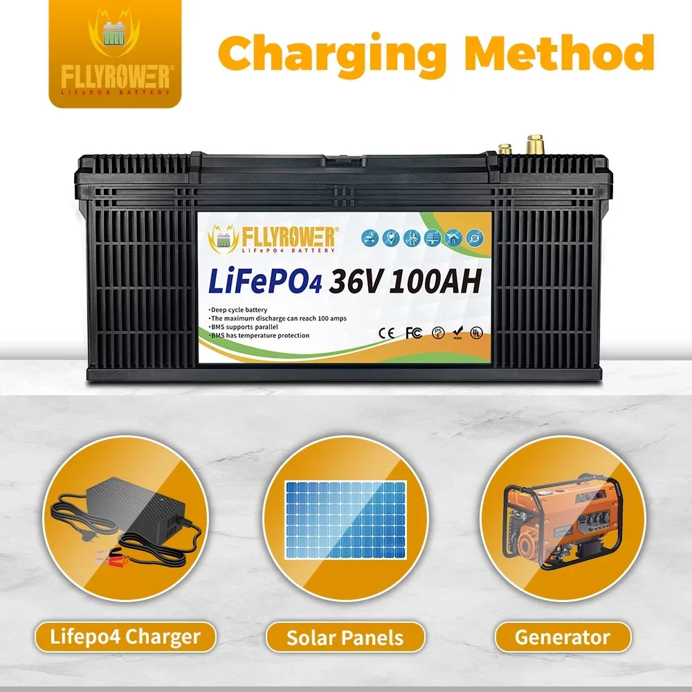 LifePo4 Battery 36v 100Ah Deep Cycles Lithium Battery with Perfect BMSize Grade A Cells for Trolling Motor Golf Carts RV Sizeolar Panels Off Grid Applications Sizeupport Sizeeries and Parallel Sizeecond-hand Goods