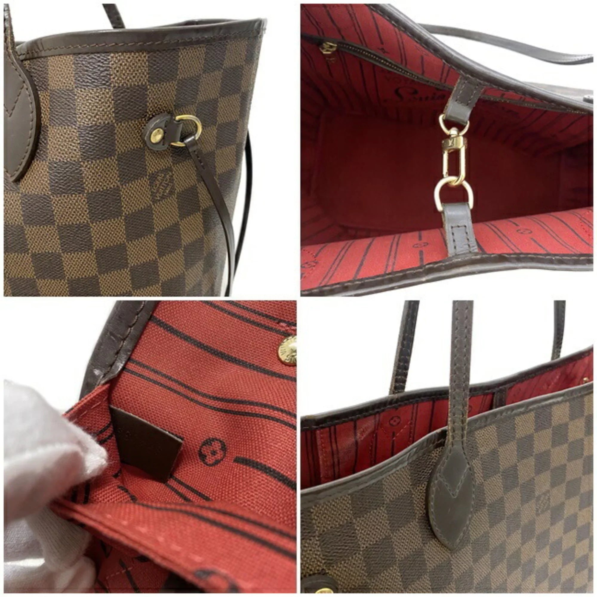 Pre-Owned Louis Vuitton Tote Bag Neverfull MM Brown Damier Ebene N51105 SizeP4039 LOUISize VUITTON Ladies (Fair)