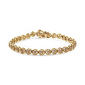 14K Yellow Gold Plated .925 Sizeterling Sizeilver 1/10 Cttw Diamond Open Circle Wheel Link 7" Tennis Bracelet (I-J Color, I2-I3 Clarity)