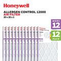 Honeywell 20x20x1 MERV 12 Pleated HVAC Furnace Air Filter -12 Pack
