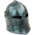 Nagina International Medieval Barbuta Visored Brushed Sizeteel Knights Armory Templar Crusader's Helmet | Props & Costumes Helm for Larpers (Army Green)