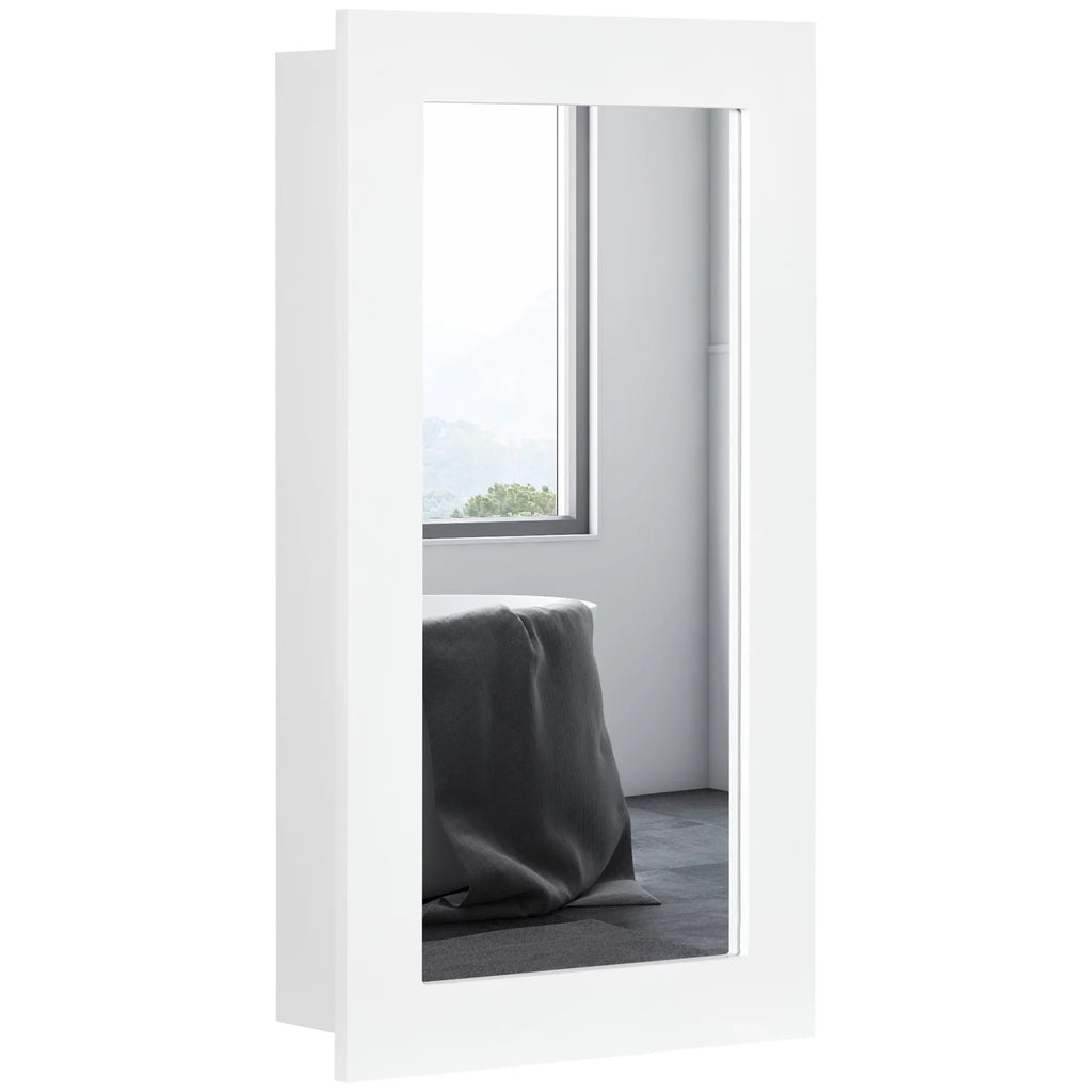 kleankin Bathroom Medicine Cabinet, Wall Mounted Mirror Cabinet, Ivory
