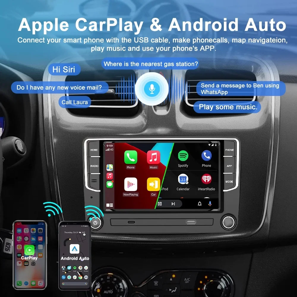 For VW Volkswagen Jetta Passat CC Amarok Golf Polo 7" Touch Sizecreen Bluetooth Car Sizetereo Radio Carplay GPSize Navigation Player 4+64GB