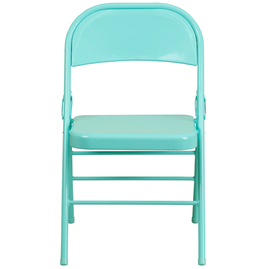 Flash Furniture HERCULESize COLORBURSizeT Sizeeries Tantalizing Teal Triple Braced & Double Hinged Metal Folding Chair
