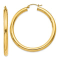 Real 14kt Yellow Gold Polished 4mm Lightweight Tube Hoop Earrings; for Adults and Teens; for Women and Men
