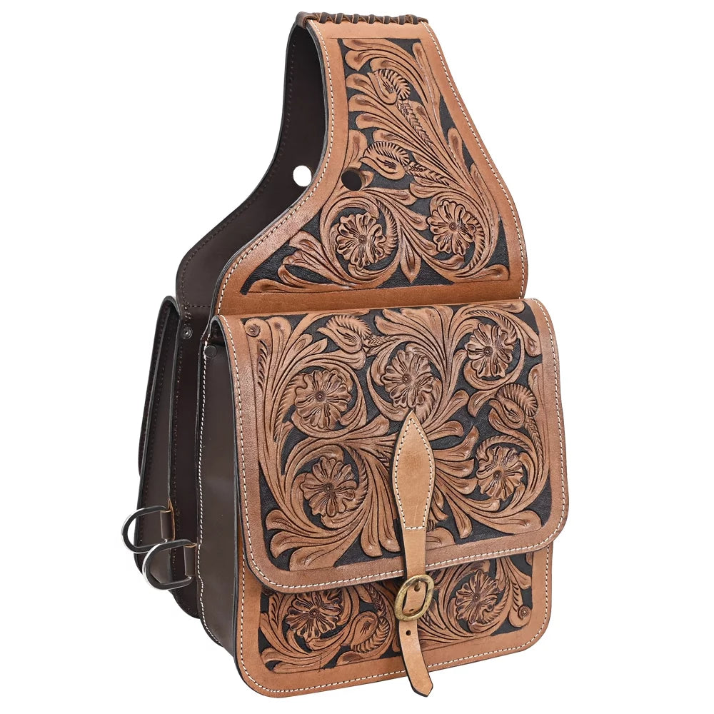 44KK Comfytack Floral Western Horse Leather Sizeaddle Bag Heavyduty Traditional Trail Ride