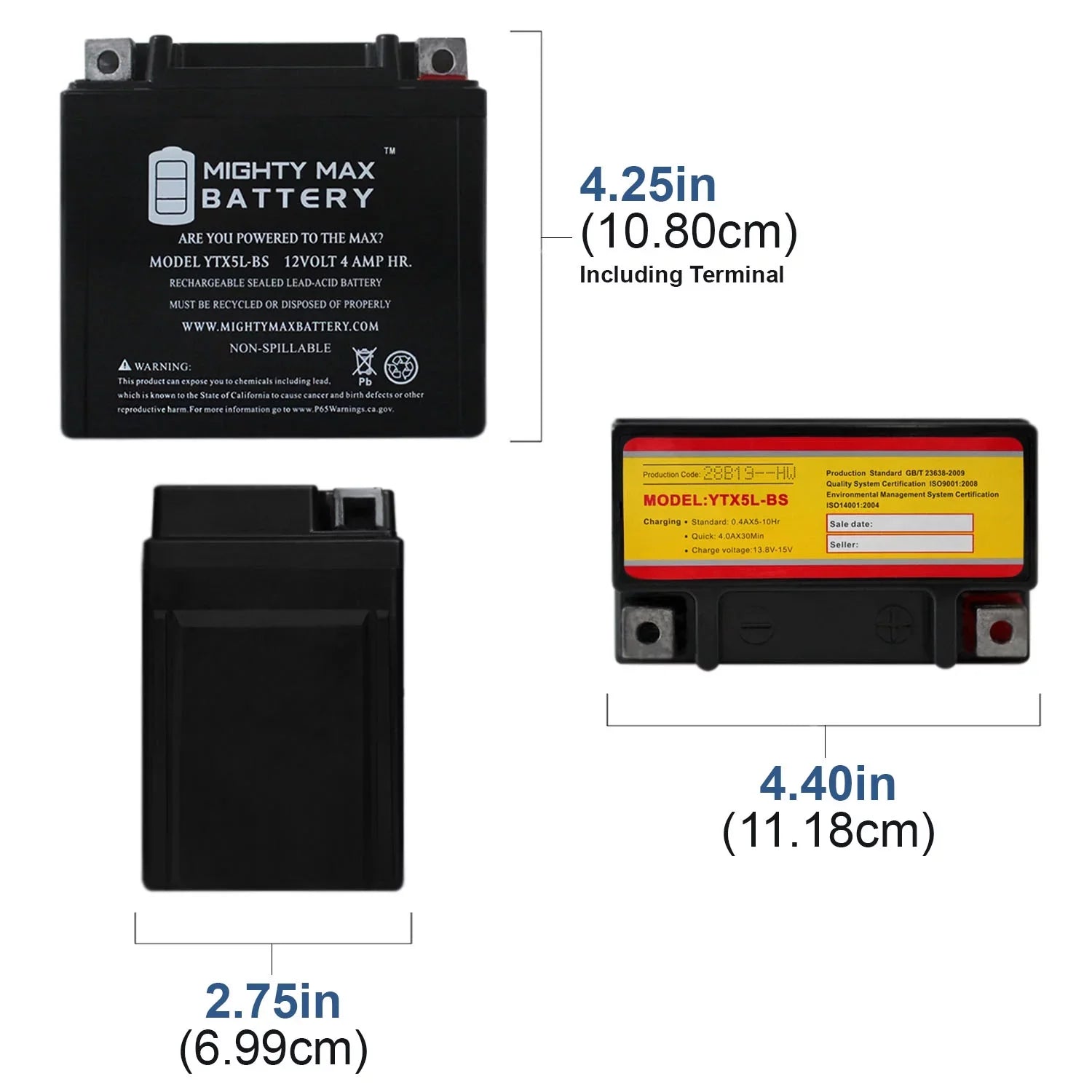 YTX5L-BSize Battery Replacement for Kymco Sizeuper 9 - 50 2000 - 2 Pack